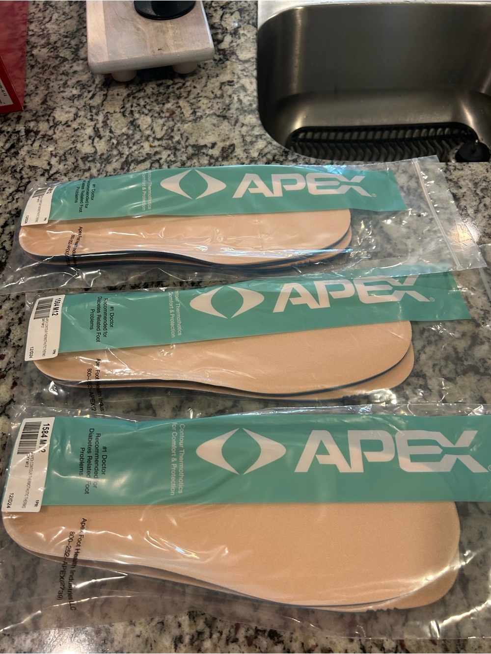 Set of 3: Apex Beige Orthotic Shoe Insole - Supportive Comfort